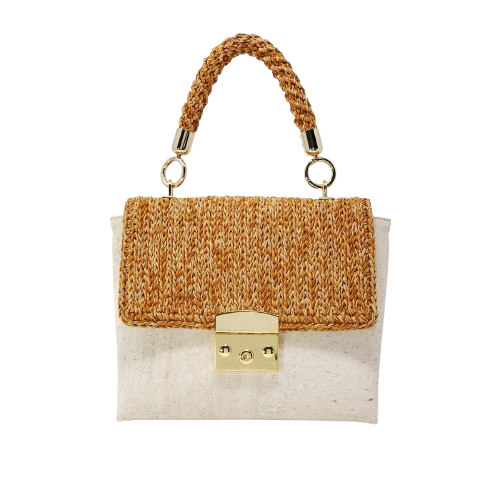 CORK ALENTEJO HANDBAG WHITE/CAMEL